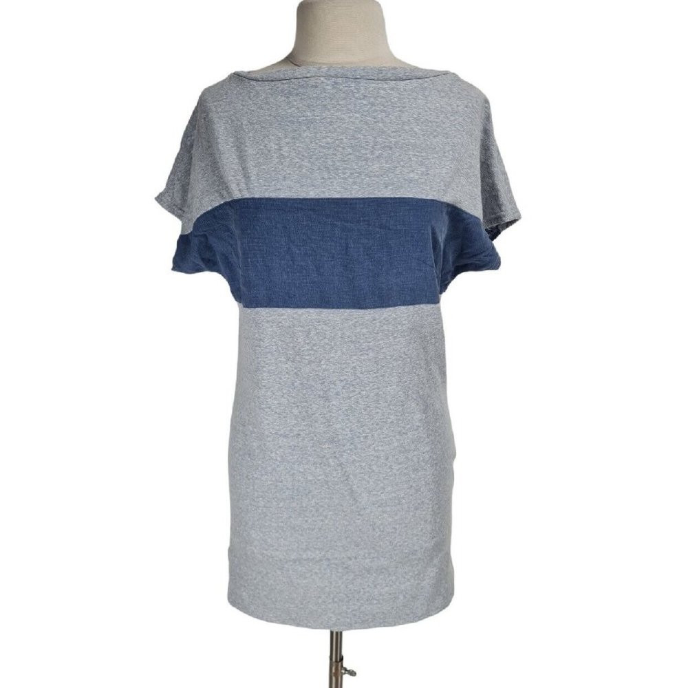 Athleta Energize Tunic Top Women Size S Gray Blue Short Sleeve Pullover  130P